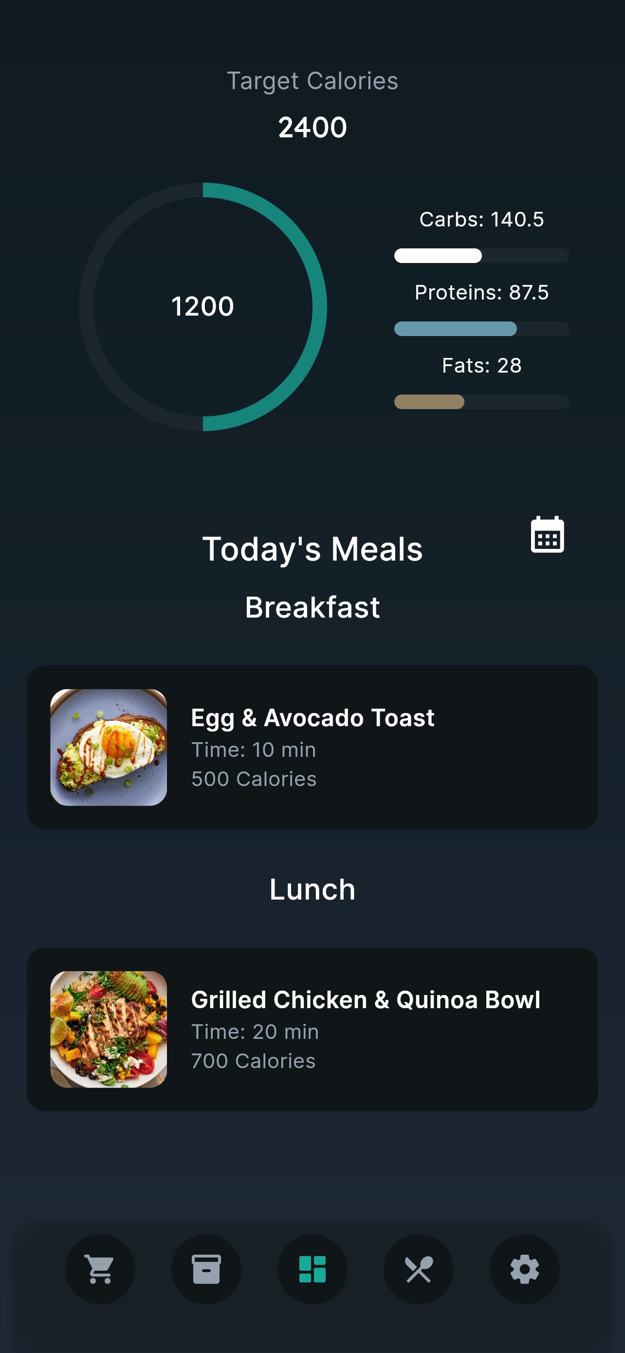 Smart Bites App Interface